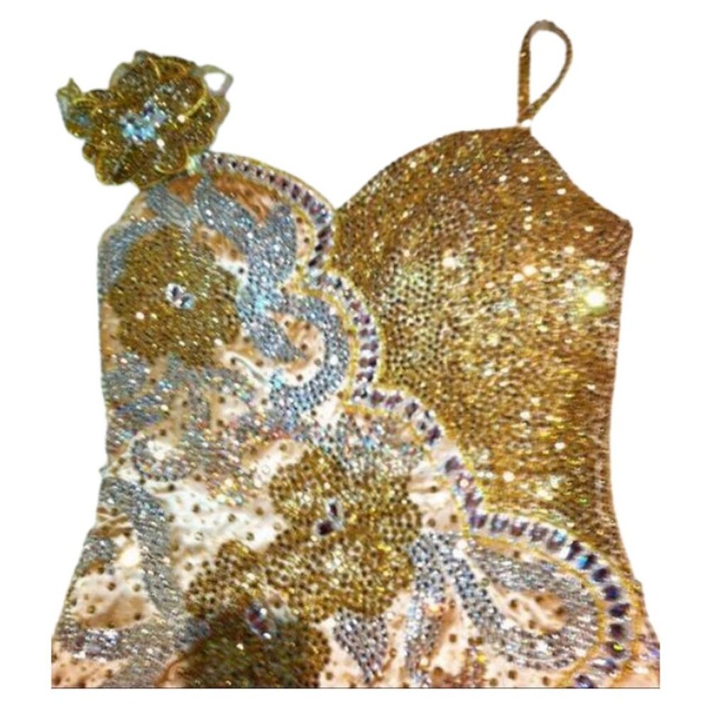 👑Work of art Swarovski Crystals Couture Pageant Prom One of a kind Custom Dress - Picture 4 of 12